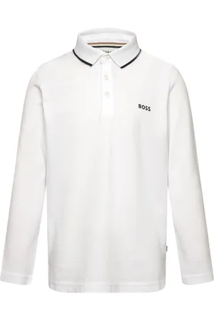 HUGO BOSS Long Sleeve Polo Tops T-shirts Polo Shirts Long-sleeved Polo Shirts White