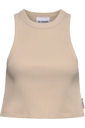 HAN Kjøbenhavn Cropped Racer Top Tops Crop Tops Sleeveless Crop Tops Beige