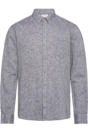 Lindbergh Cotton/Linen Shirt L/S Tops Shirts Linen Shirts Grey