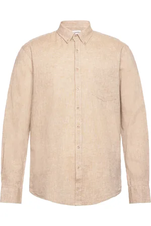 Lindbergh Cotton/Linen Shirt L/S Tops Shirts Linen Shirts Beige
