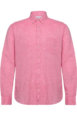 Lindbergh Cotton/Linen Shirt L/S Tops Shirts Linen Shirts Pink
