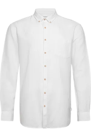 Lindbergh Cotton/Linen Shirt L/S Tops Shirts Linen Shirts White