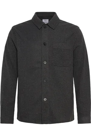 MANGO Regular Fit Flannel Overshirt Tops Overshirts Grey
