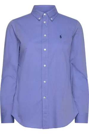 Ralph Lauren Stretch Slim Fit Cotton Shirt Tops Shirts Long-sleeved Blue