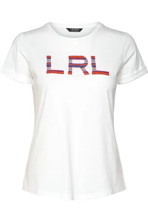 Ralph Lauren Beaded-Logo Cotton Jersey Tee Tops T-shirts & Tops Short-sleeved White