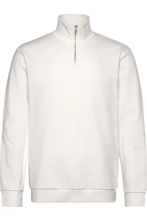 Lindbergh Jersey Half Zip Sweat Tops Knitwear Half Zip Jumpers White