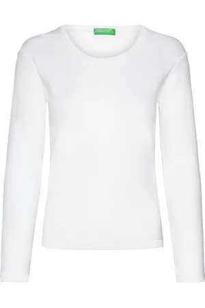 Benetton Sweater L/S Tops Knitwear Jumpers White