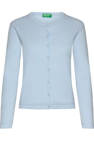 Benetton L/S Sweater Tops Knitwear Cardigans Blue