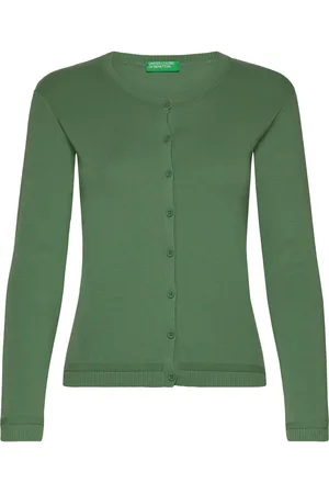 Benetton L/S Sweater Tops Knitwear Cardigans Green