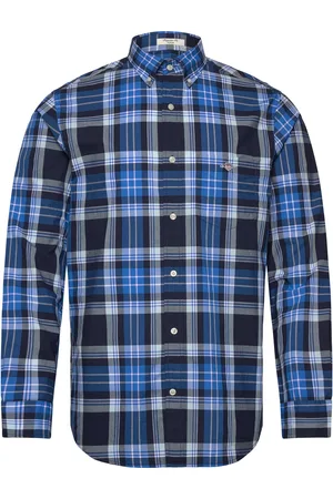 GANT Reg Classic Poplin Check Shirt Tops Shirts Casual Shirts Blue