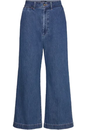 Ralph Lauren Wide-Leg Crop Jean Bottoms Jeans Wide Blue