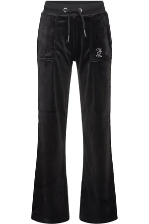 Juicy Couture Jc Diamante Wide Leg Jogger Bottoms Sweatpants Black