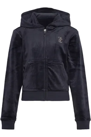 Juicy Couture Jc Diamante Zip Thru Hood Tops Sweatshirts & Hoodies Hoodies Navy