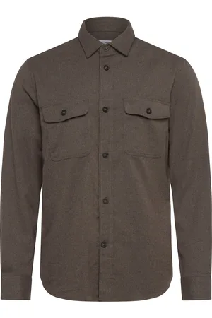 MANGO Regular-Fit Flannel Overshirt With Pockets Tops Overshirts Grey