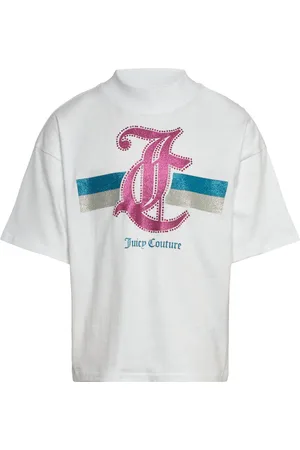 Juicy Couture Glitter Stripe Boxy Tee Tops T-Kortærmet Skjorte White