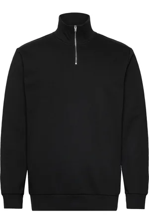 Lindbergh Jersey Half Zip Sweat Tops Knitwear Half Zip Jumpers Black