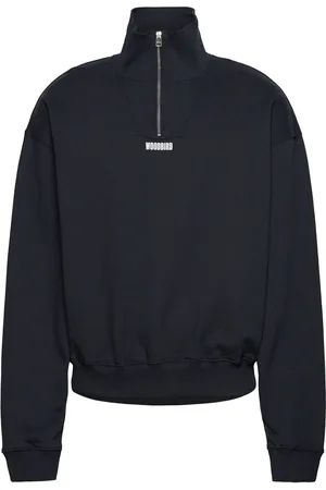 Woodbird Wblee Half Zip Tops Sweatshirts & Hoodies Sweatshirts Black