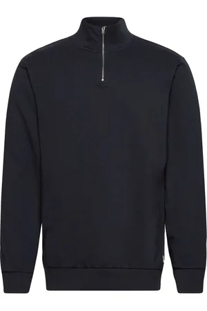 Lindbergh Jersey Half Zip Sweat Tops Knitwear Half Zip Jumpers Black