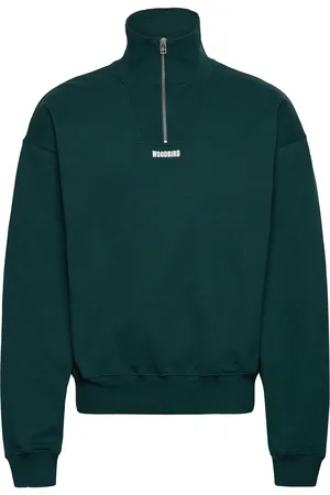Woodbird Wblee Half Zip Tops Sweatshirts & Hoodies Sweatshirts Green