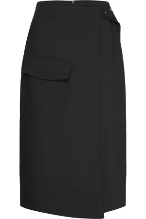 MANGO Midi Skirt With Buckle Detail Skirts Knee-length & Midi Skirts Black