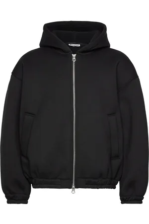 Weekday Bonded Scuba Zip Jacket Tops Sweatshirts & Hoodies Hoodies Black