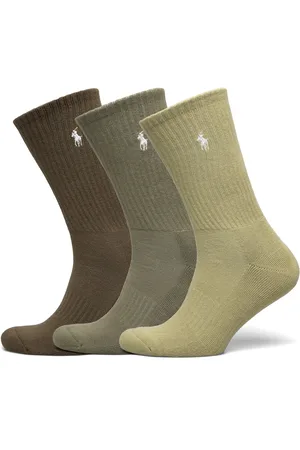Ralph Lauren Cotton-Blend Crew Sock 3-Pack Underwear Socks Regular Socks Khaki Green