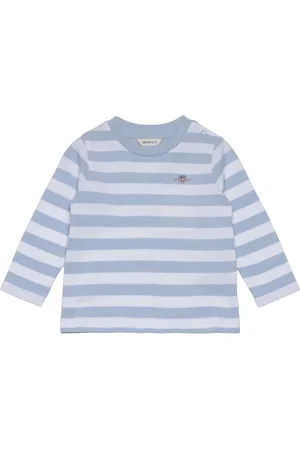 GANT Striped Shield Pique Ls Top Tops T-shirts Long-sleeved T-Skjorte Blue