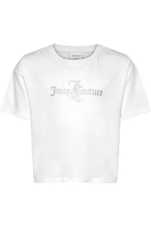 Juicy Couture Glitter & Diamante Boxy Ss Tee Tops T-Kortærmet Skjorte White