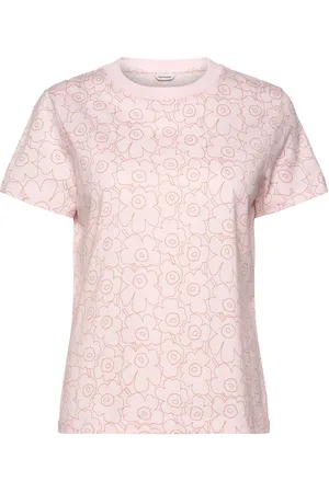Marimekko Heleys Piirto Unikko Tops T-shirts & Tops Short-sleeved Pink