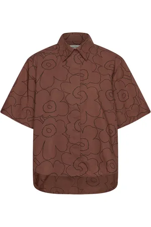 Marimekko Standardi Piirto Unikko Tops Shirts Short-sleeved Brown