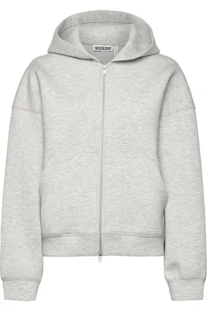 Weekday Over D Scuba Zip-Hoodie Tops Sweatshirts & Hoodies Hoodies Grey