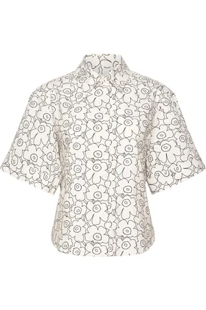 Marimekko Standardi Piirto Unikko Tops Shirts Short-sleeved White