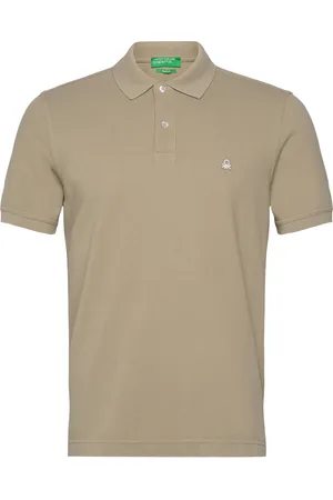 Benetton H/S Polo Shirt Tops Polos Short-sleeved Khaki Green