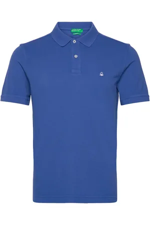 Benetton H/S Polo Shirt Tops Polos Short-sleeved Blue