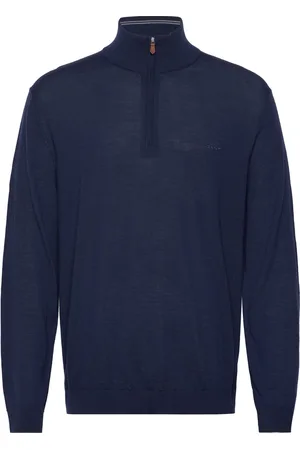 GANT Extrafine Merino Wool Half Zip Tops Knitwear Half Zip Jumpers Navy