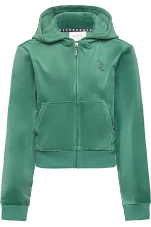 Juicy Couture Diamante Zip Through Hoodie Tops Sweatshirts & Hoodies Hoodies Green