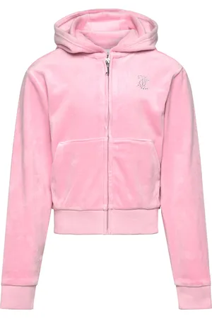 Juicy Couture Jc Diamante Zip Thru Hood Tops Sweatshirts & Hoodies Hoodies Pink