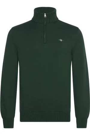 GANT Casual Cotton Halfzip Tops Knitwear Half Zip Jumpers Green