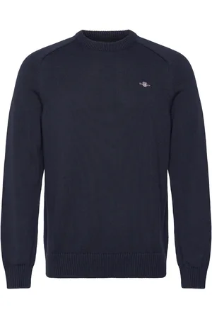 GANT Casual Cotton Saddle C-Neck Tops Knitwear Round Necks Navy