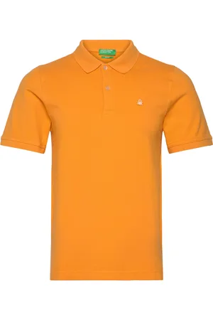 Benetton H/S Polo Shirt Tops Polos Short-sleeved Orange