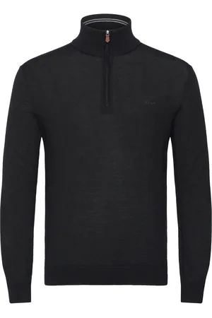 GANT Extrafine Merino Wool Half Zip Tops Knitwear Half Zip Jumpers Black