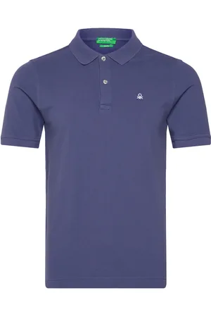 Benetton H/S Polo Shirt Tops Polos Short-sleeved Blue