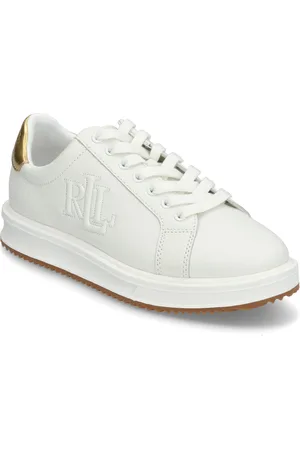 Ralph Lauren Ainsley Metallic-Trim Leather Sneaker Low-top Sneakers White