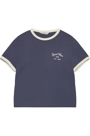 GANT Script Logo Slim Top Tops T-Kortærmet Skjorte Navy
