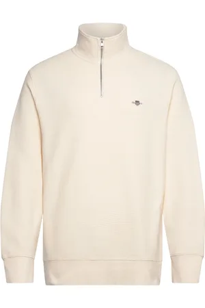 GANT Texture Half-Zip Tops Sweatshirts & Hoodies Sweatshirts Cream