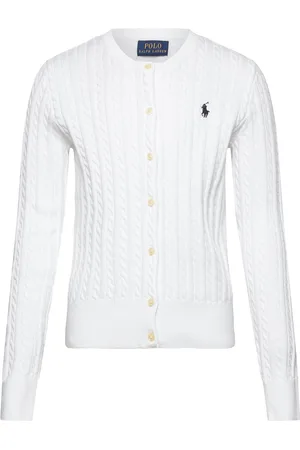 Ralph Lauren Mini-Cable Cotton Cardigan Tops Knitwear Cardigans White