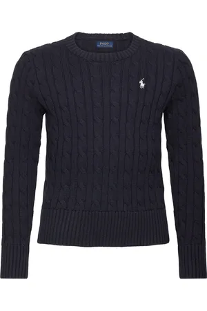 Ralph Lauren Cable-Knit Cotton Sweater Tops Knitwear Pullovers Navy