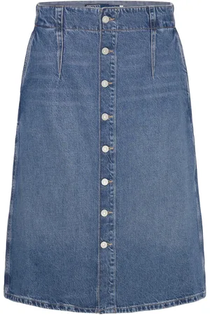 Ralph Lauren Denim A-Line Midi Skirt Skirts Knee-length & Midi Skirts Blue
