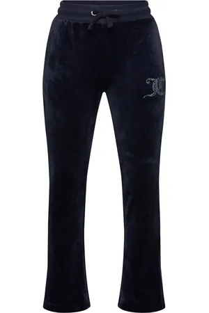 Juicy Couture Diamante Velour Bootcut Bottoms Sweatpants Navy