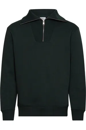 MANGO Regular-Fit Zip-Neck Sweatshirt Tops Sweatshirts & Hoodies Sweatshirts Khaki Green